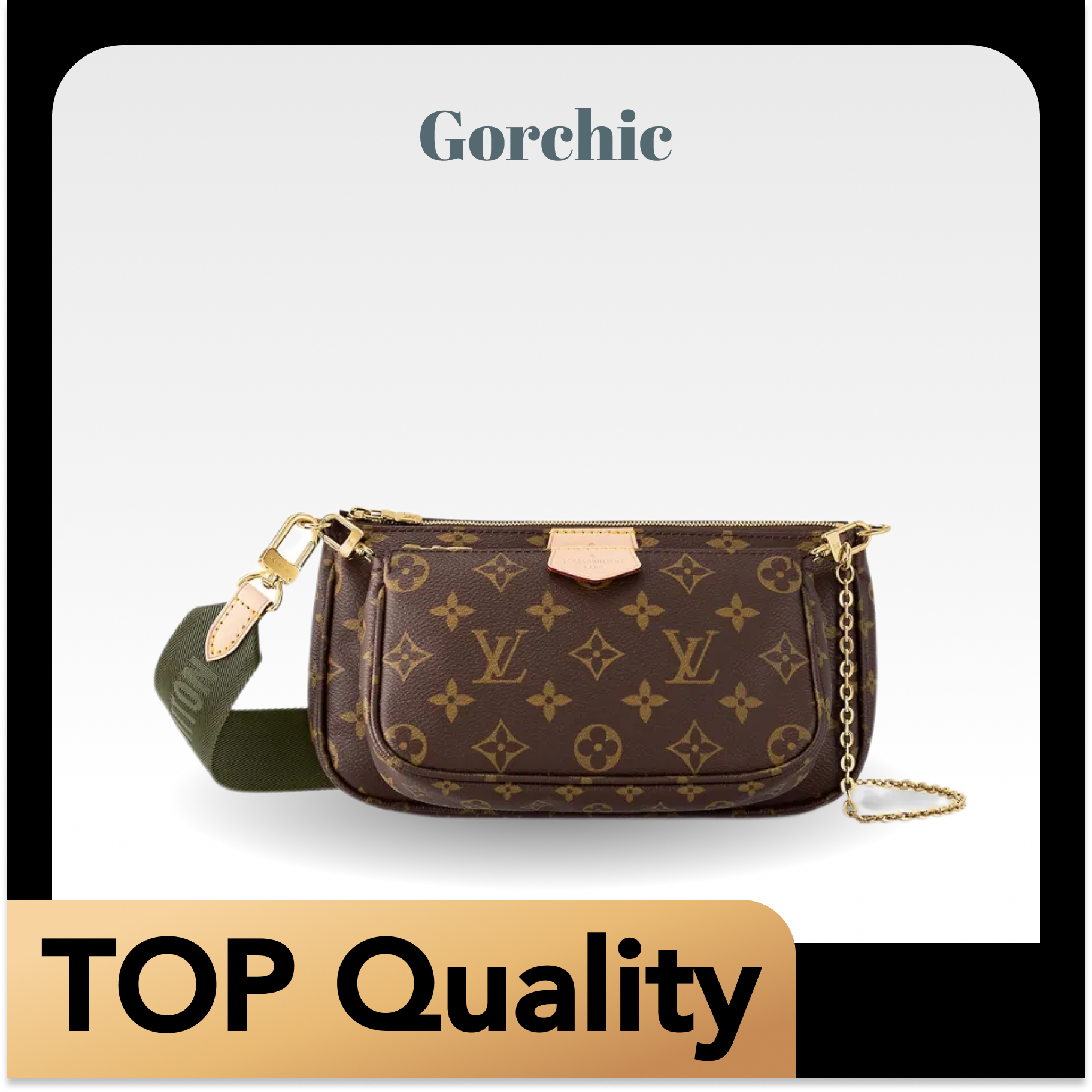 [TOP] Designer Bag Multi Pochette Accessoires Khaki Strap Bag - Gorchic - $187.99