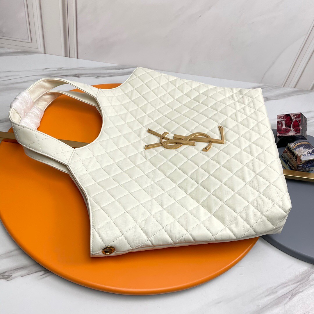 Lady Designer ICARE MAXI SHOPPING BAG IN QUILTED Calfskin WHITE - Bag - Gorchic - $135.99