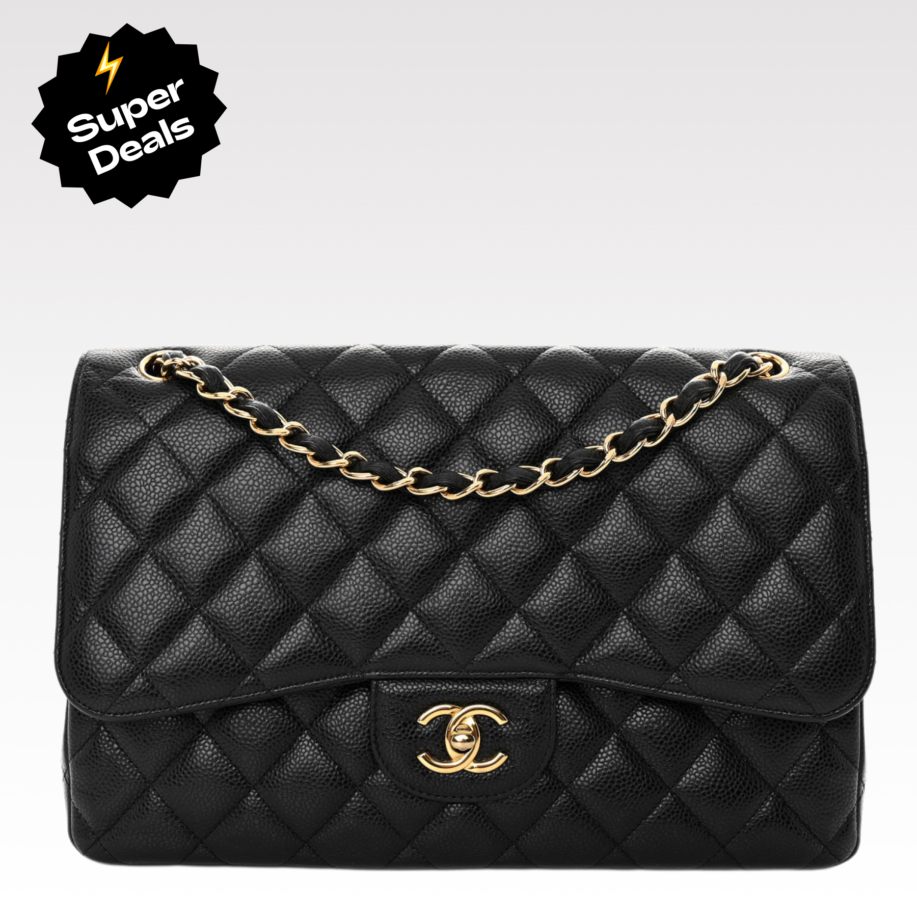 CC Inspired Classic Flag Bag Jumbo Classic Double Flap Bag Black Caviar Gold Hardware - Bag - Gorchic - $125.99