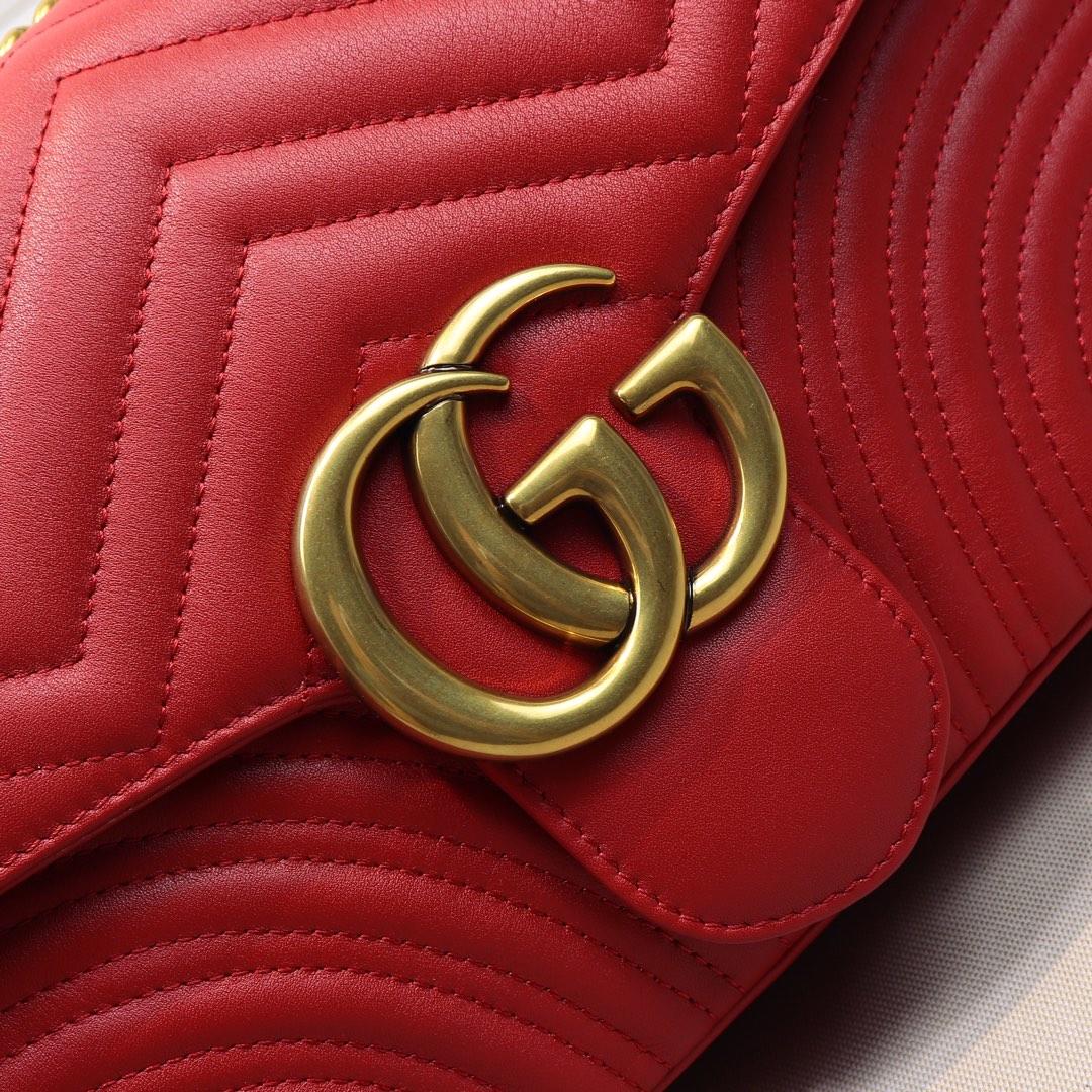 Double-G GG Marmont Small Shoulder Bag in red leather - Bag - Gorchic - $115.99