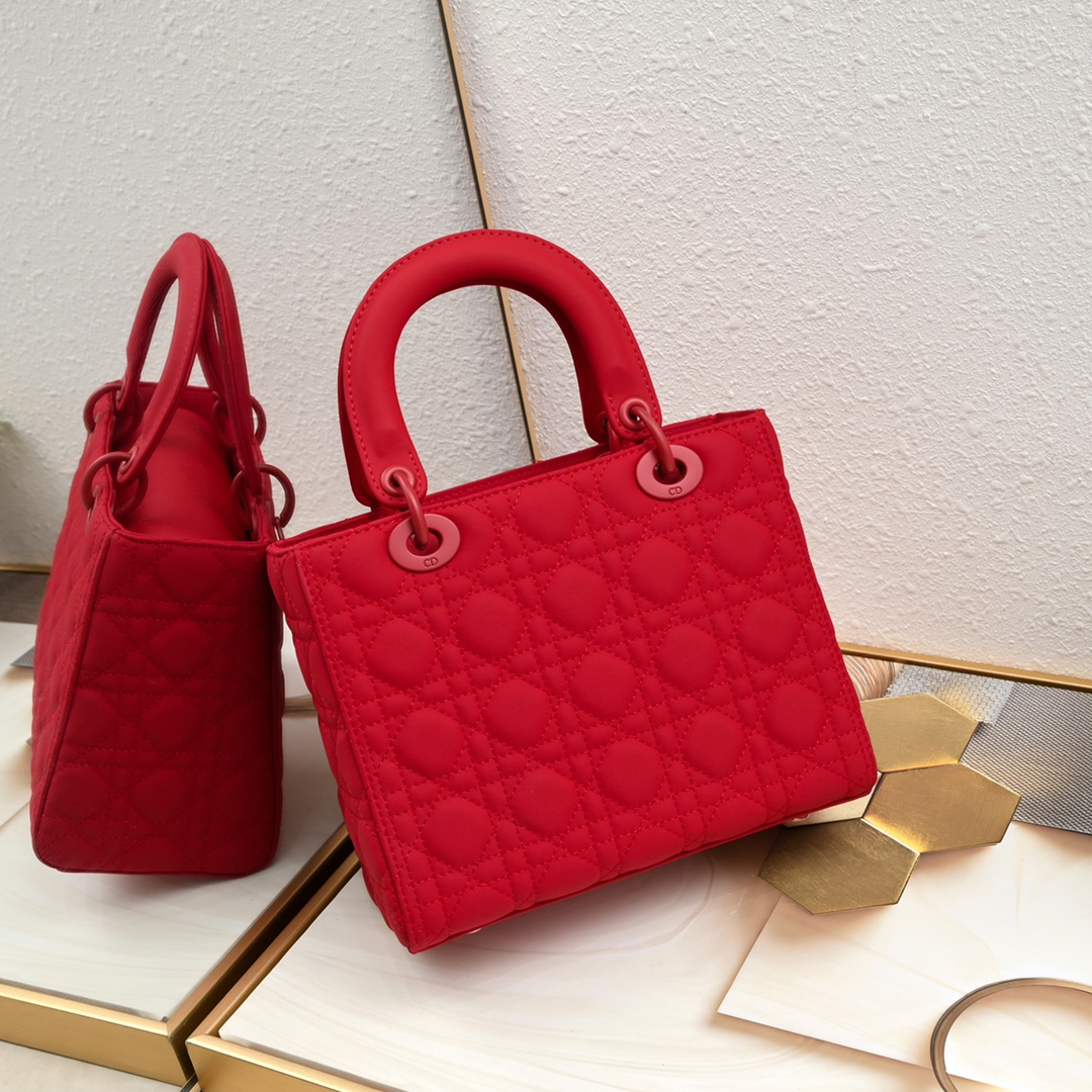 D Inspired Medium Lady D Inspired Bag Red Ultramatte Calfskin - Bag - Gorchic - $146.99