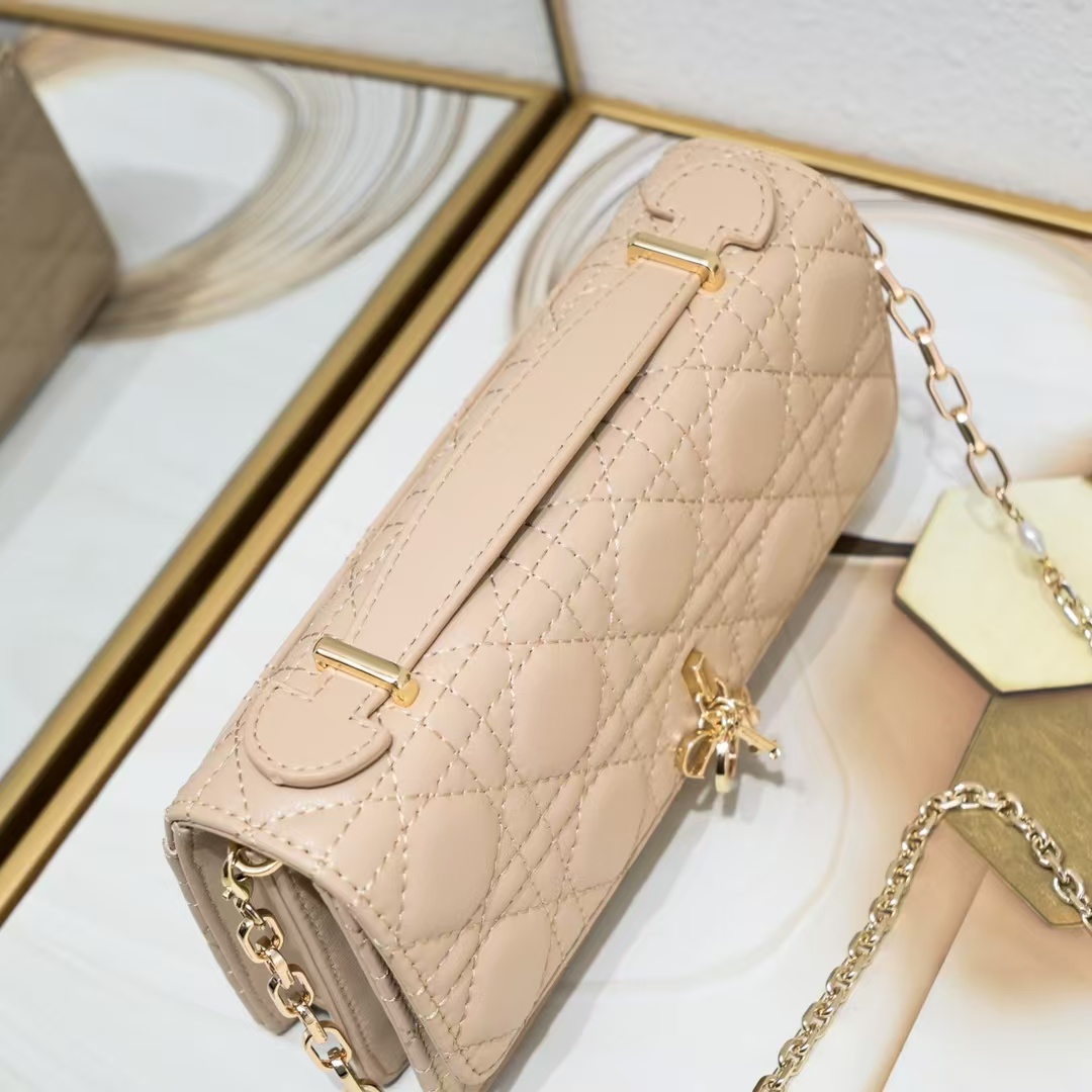 D Inspired Mini Bag Powder Beige Cannage Lambskin - Gorchic - $142.99