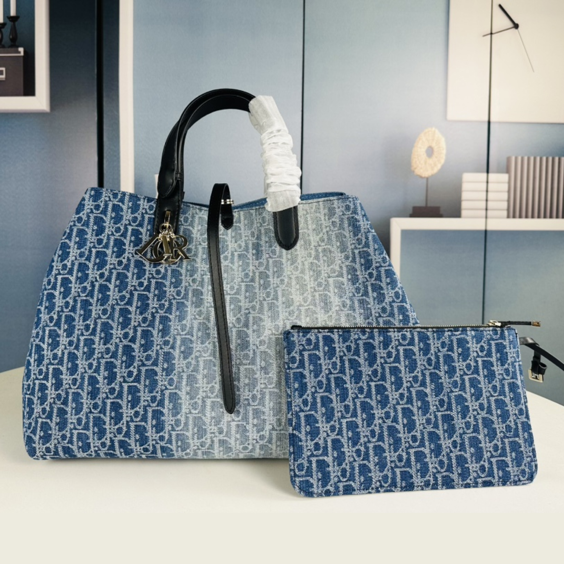 D Inspired Toujours Bag - Blue Denim D Inspired Oblique Jacquard - Gorchic - $136.99