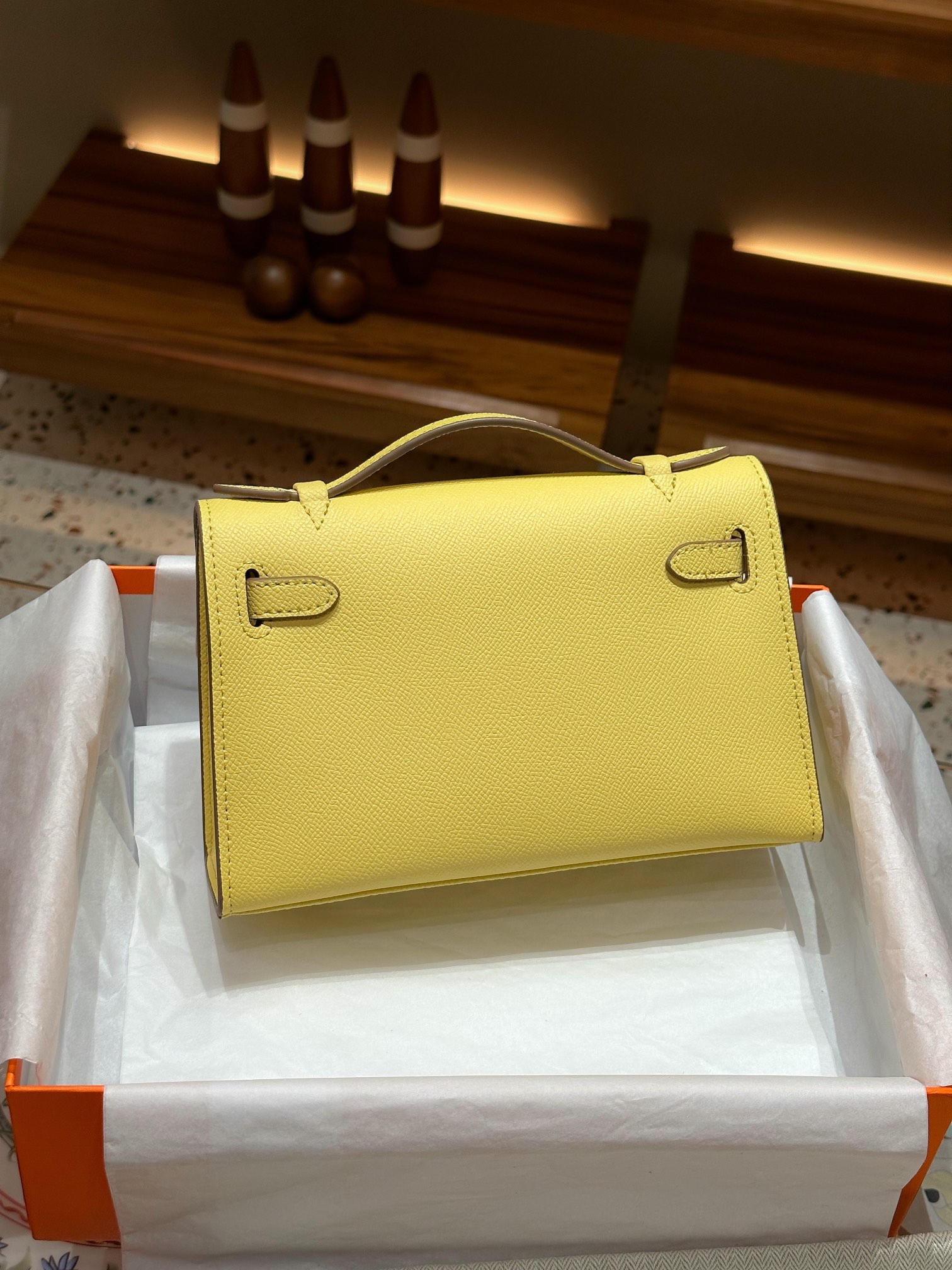H-Inspired Kelly Mini 1st Kelly Pochette Generation Epsom Palm Leather-Yellow - Gorchic - $143.99
