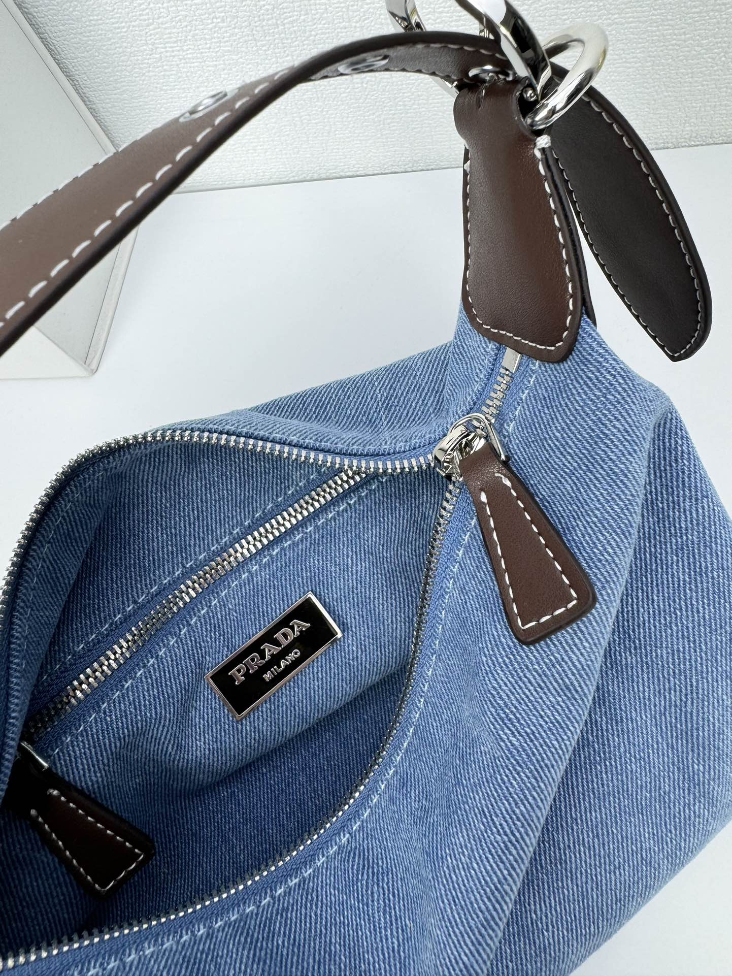 Saffiano texture Re-edition 2005 Crossbody Mini Bag Dark Blue Denim - Bag - Gorchic - $119.99