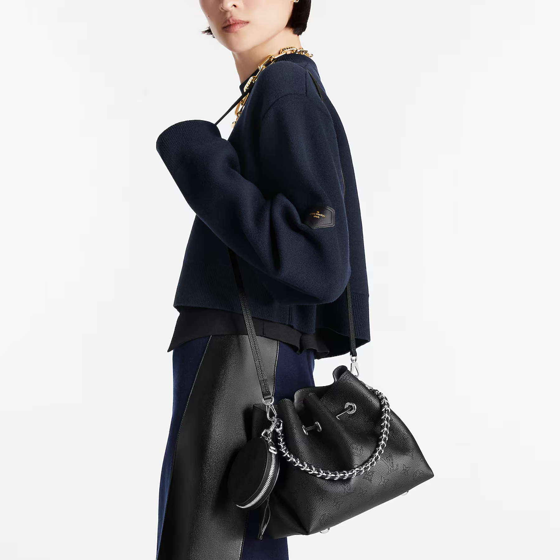 Designer Monogram Bella Black Bag - Gorchic - $130.99