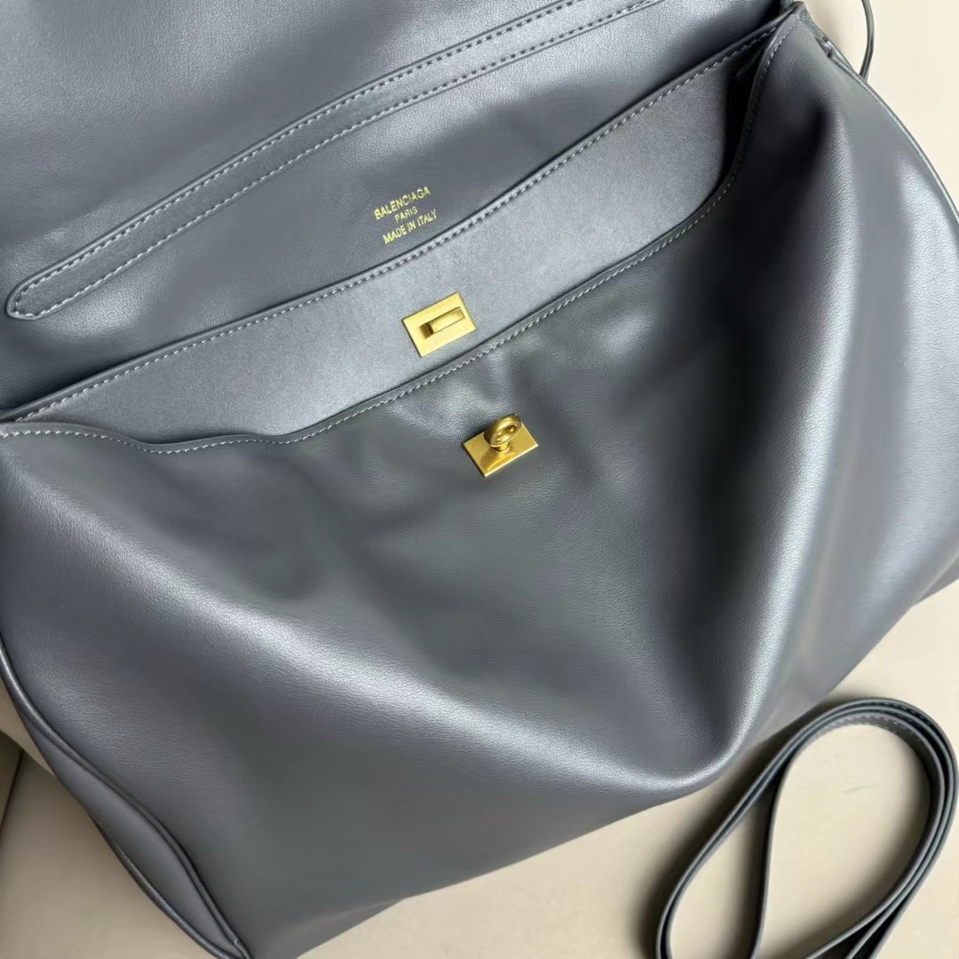 Hourglass iconic Rodeo leather shoulder bag in Grey and aged-golden hardware Multiple Size - Bag - Gorchic - $169.99