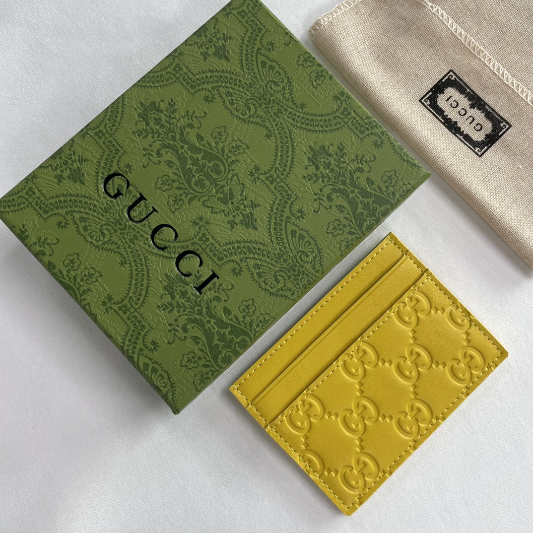 Double-G GG rubber-effect card case deep yellow-wallet - Gorchic - $35.99