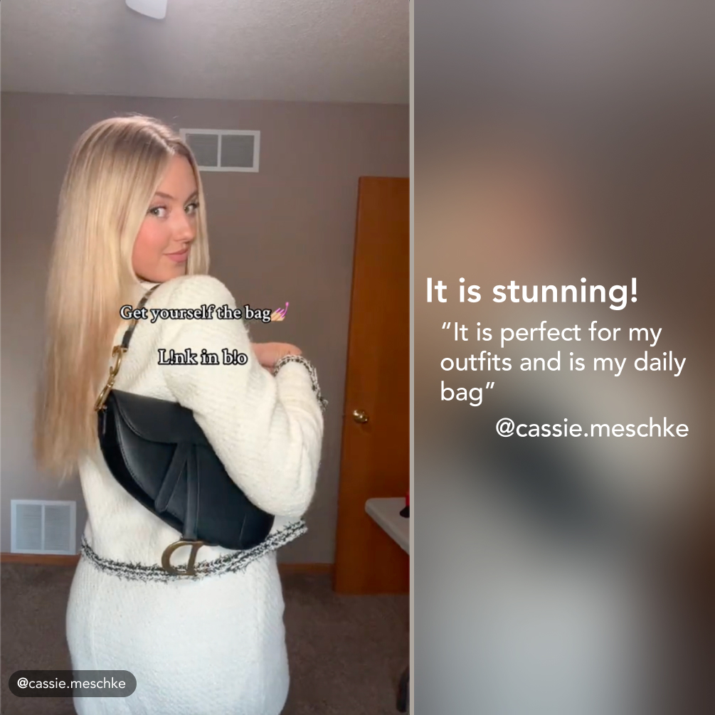 D Inspired Womens Bags Shoulder Bags SADDLE BAG Black Grained Calfskin - Bag - Gorchic - $138.99