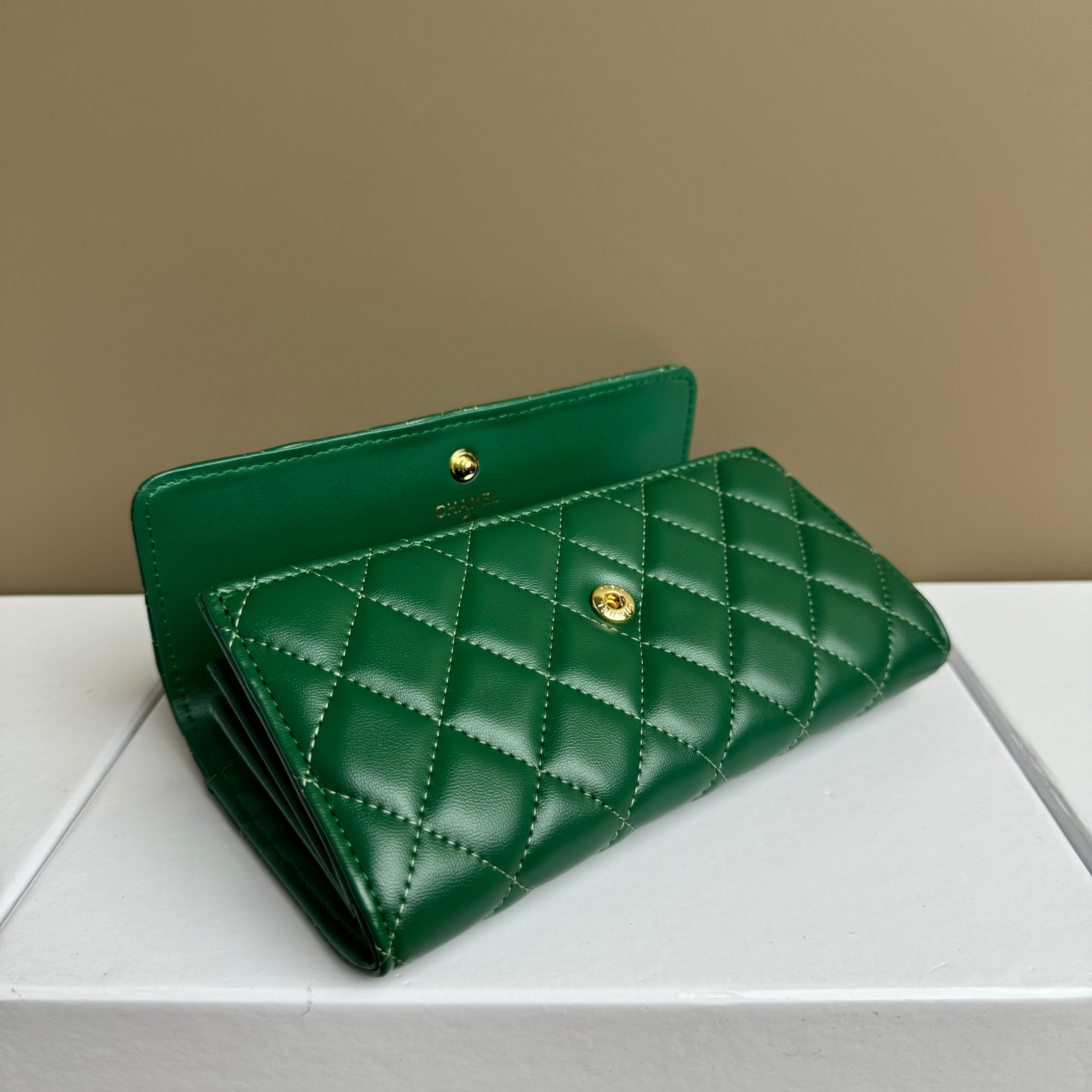 CC Inspired Counterfeit Caviar Sheepskin Wallet-Green Wallet - Gorchic - $59.99