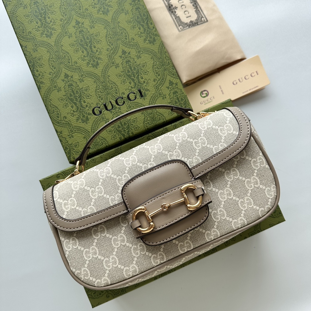 Double-G Horsebit 1955 Small Grey Shoulder Bag - Gorchic - $121.99