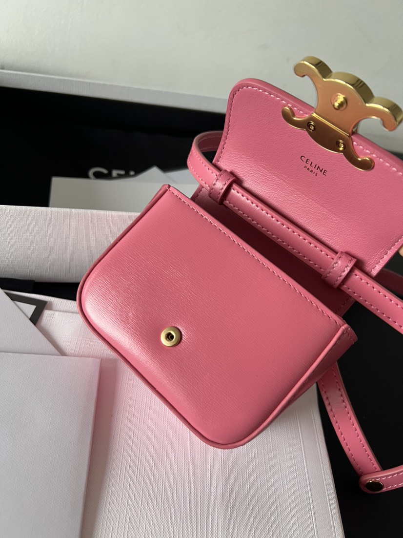 CL MINI TRIOMPHE IN SHINY CALFSKIN ROSE RED - Gorchic - $79.99