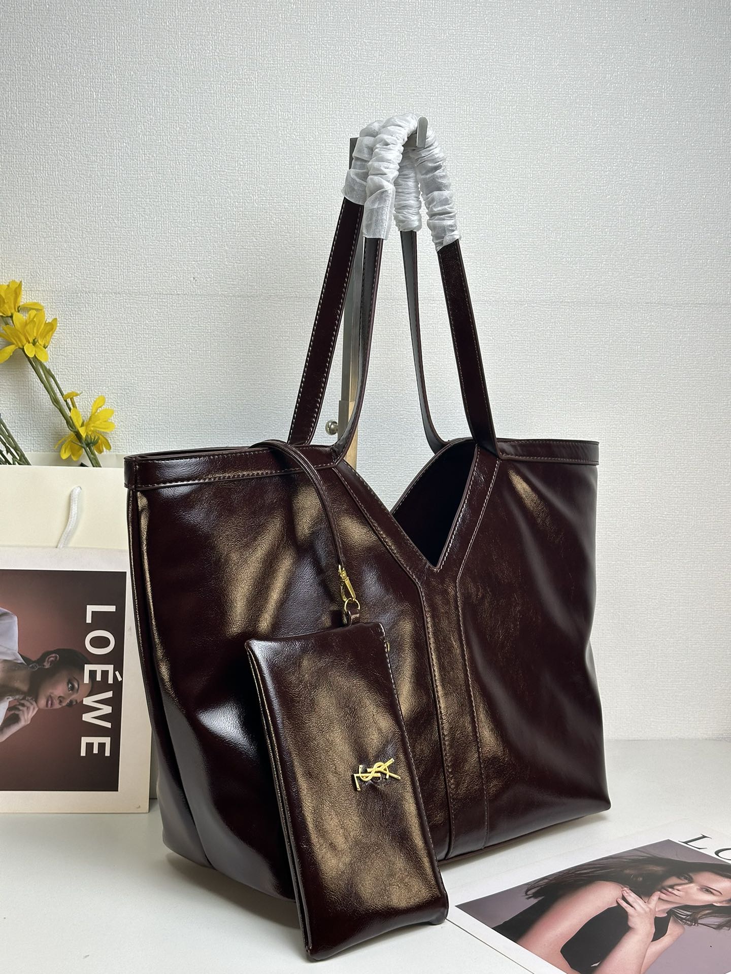 Lady Designer Oversized Tote Bag - Burgundy Bag - Gorchic - $153.99