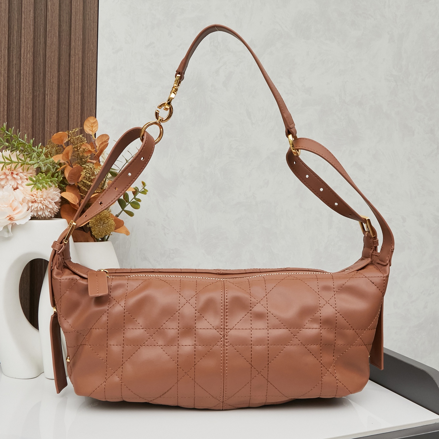 D Inspired D-Journey Bag -Light Gold-Tone Flat Macrocannage - Gorchic - $132.99