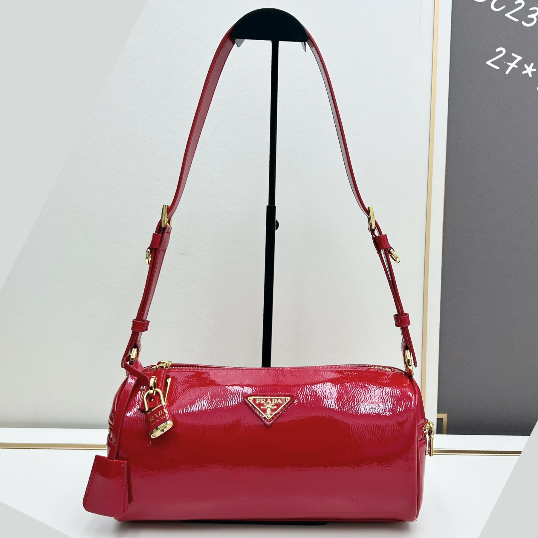 Saffiano texture Aimée Suede Shoulder Red Bag - Gorchic - $186.99