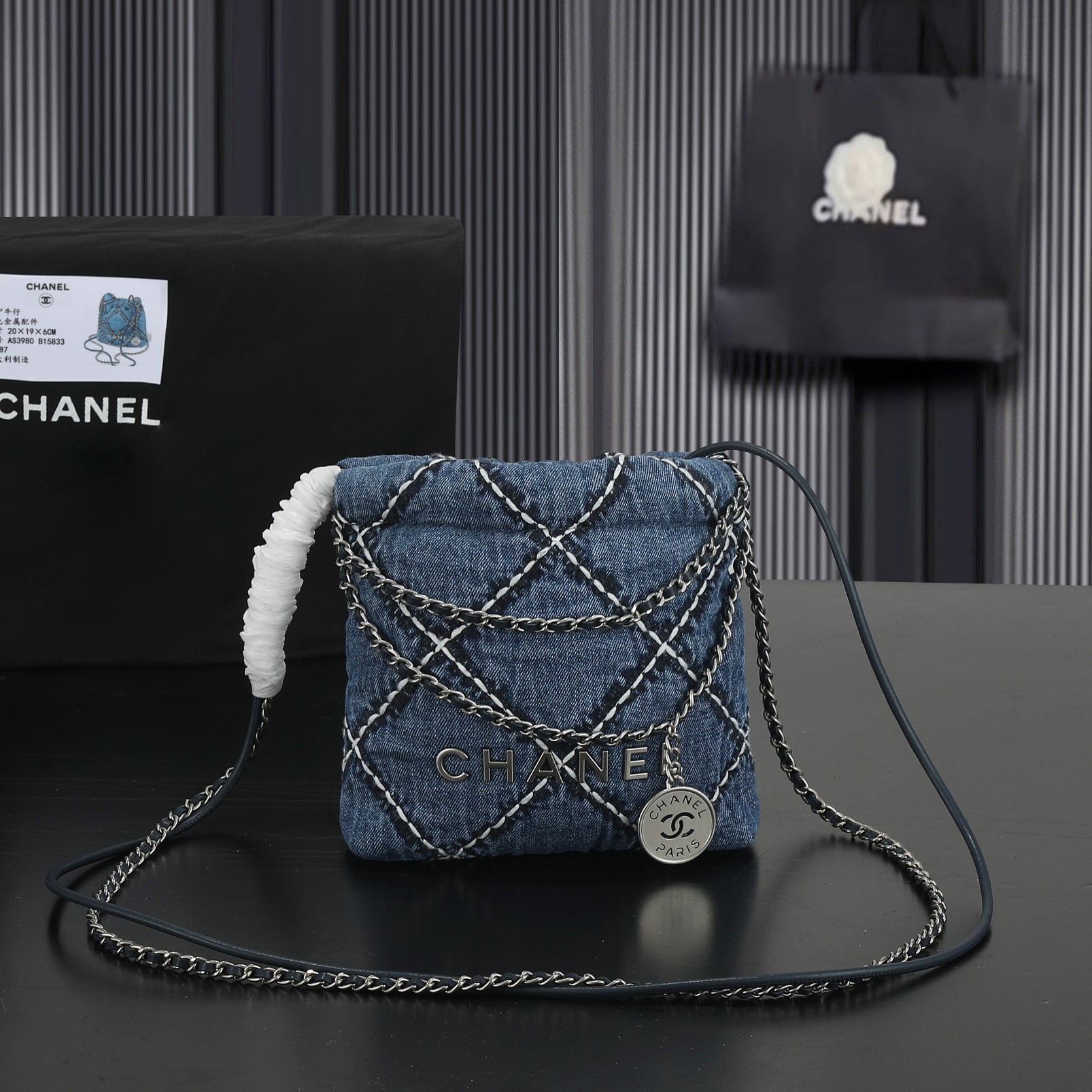 CC Inspired Stitched Denim Quilted CC Inspired 22 Blue - Bag - Gorchic - $129.99