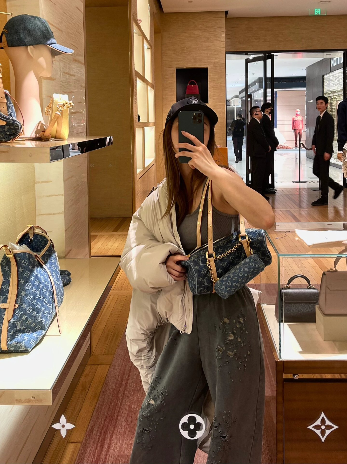 Designer Monogram Papillon Casual Style Unisex Denim Shoulder Bag - Gorchic - $134.99