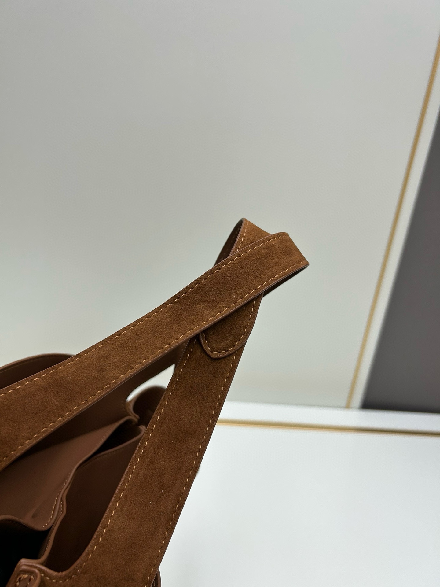 Saffiano texture Suede Brown Large Tote - Gorchic - $125.99