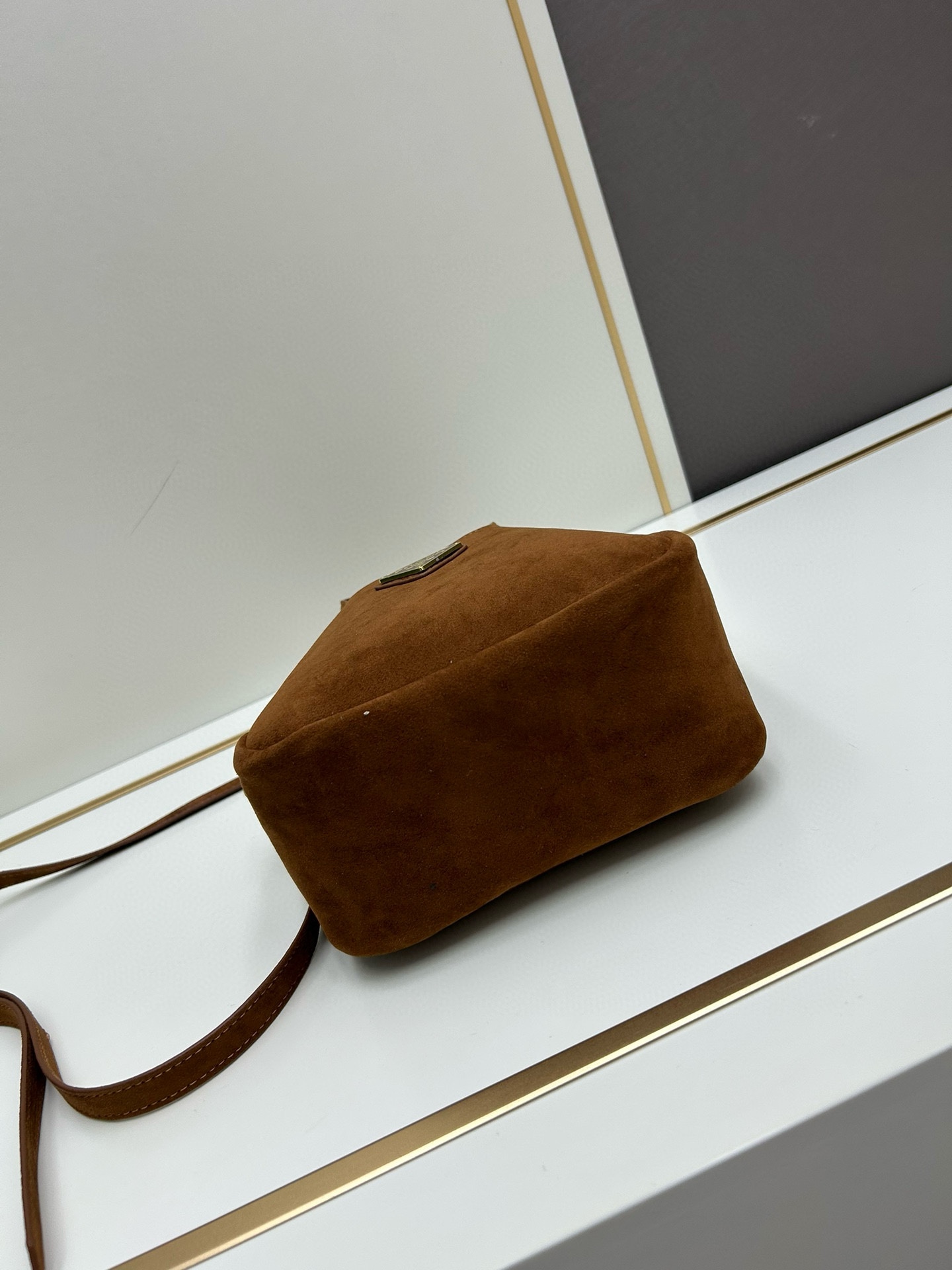 Saffiano texture Suede Brown Mini Tote Bag - Gorchic - $120.99