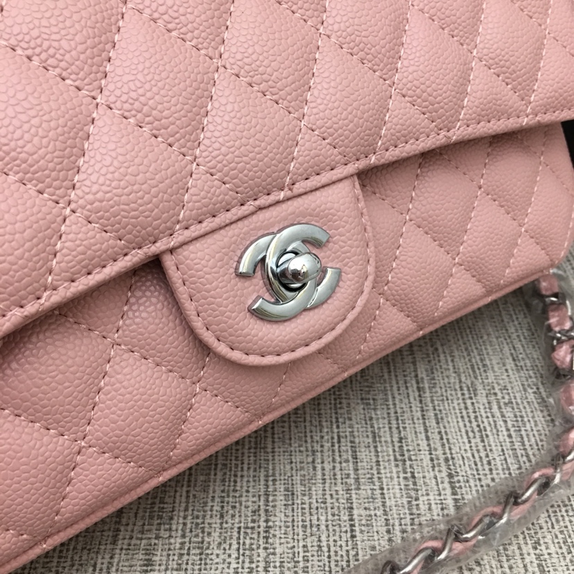 CC Inspired Classic Double Flap Bag Pink Caviar Sier Hardware - Bag - Gorchic - $122.99