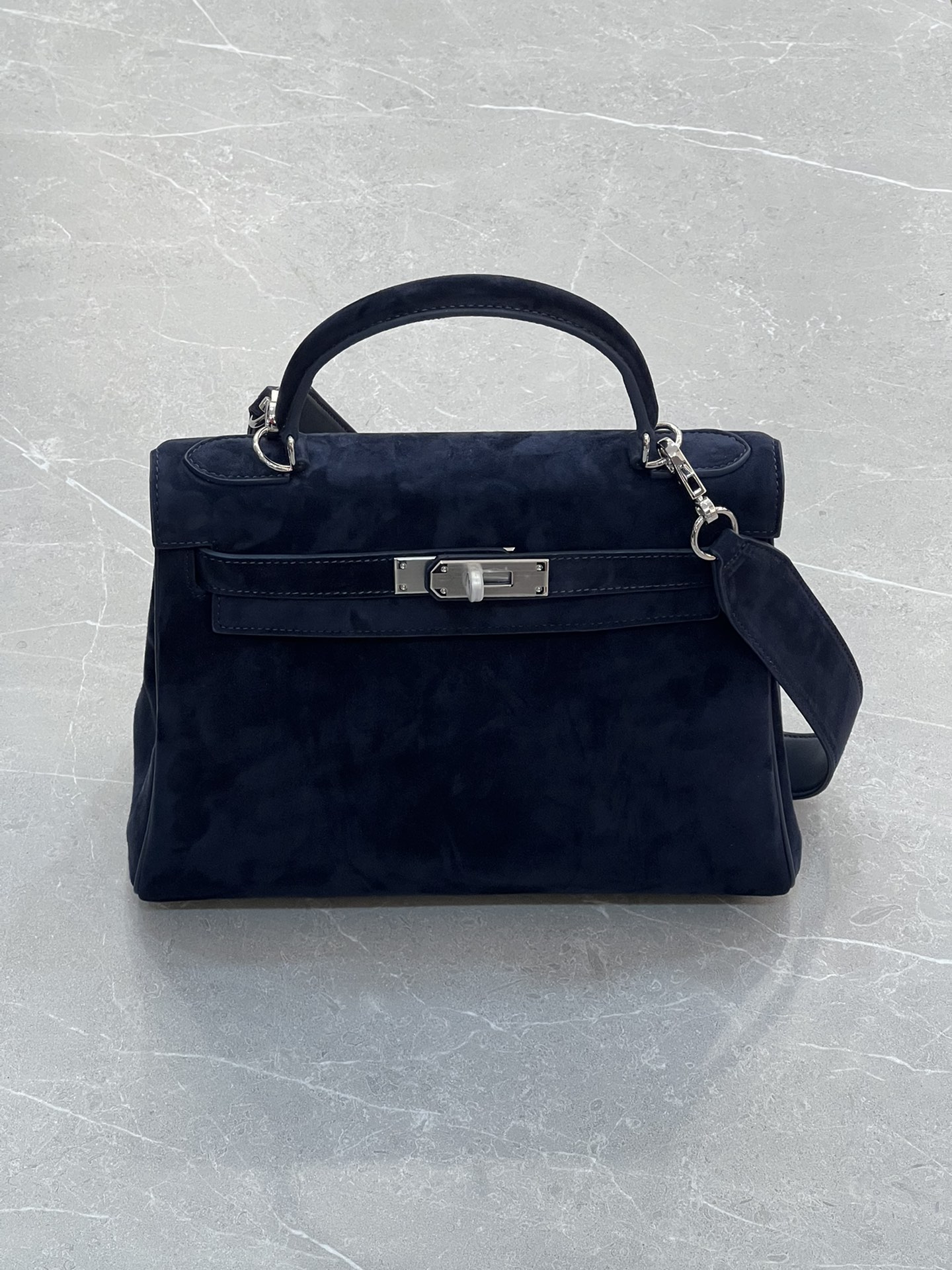 H-Inspired Kelly Haze Blue Suede - Handbags - Gorchic - $200.99