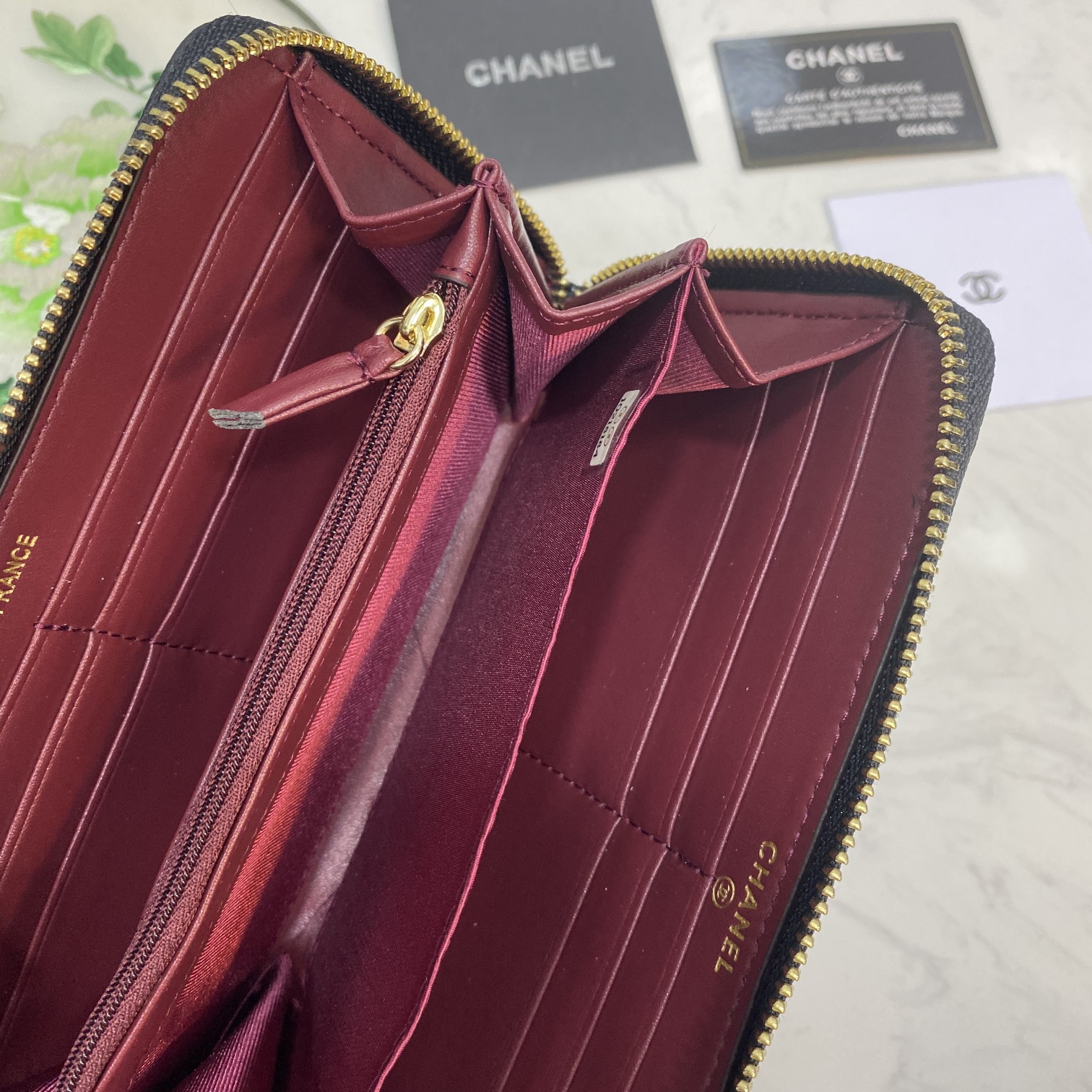 CC Inspired Caviar Chevron Quilted Wallet -Fishseed Pattern Gold Wallet - Gorchic - $52.99