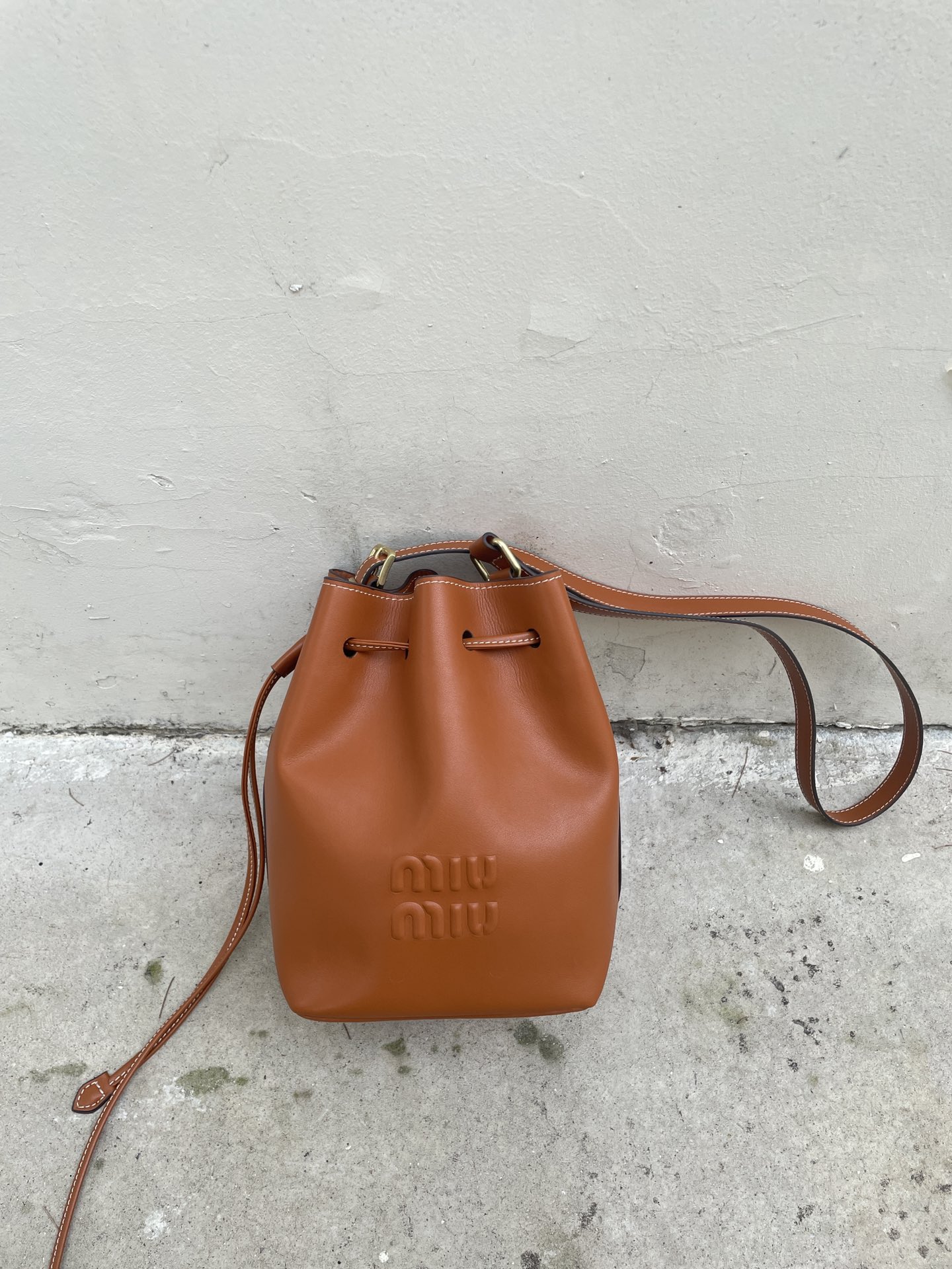 MU Leather bucket bag-Brown - Bag - Gorchic - $129.99