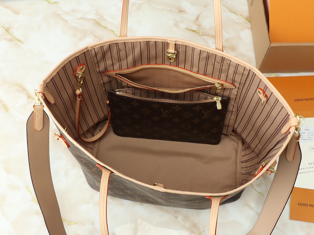Designer Monogram Neverfull Bandoulière Inside Out MM Size Khaki Bag - Gorchic - $136.99