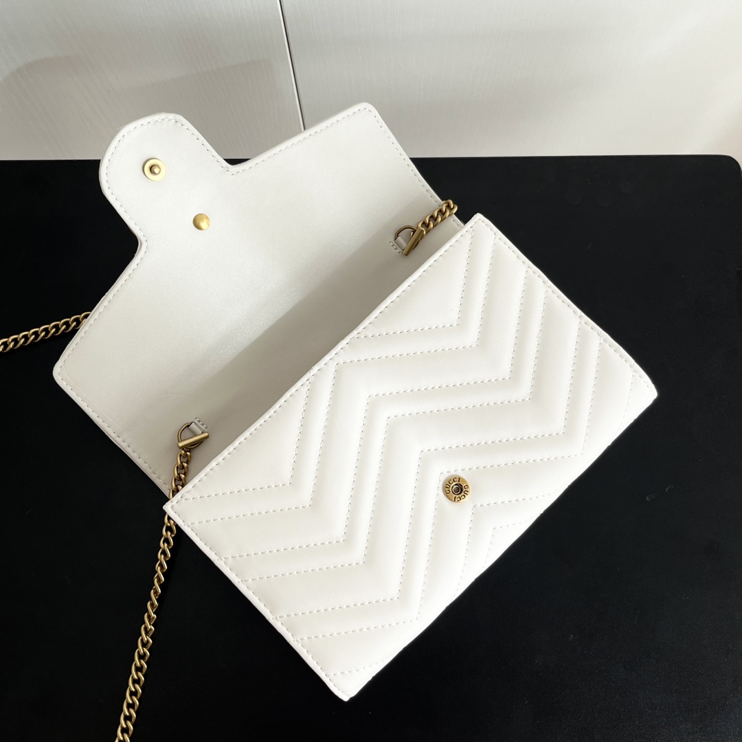 Double-G Marmont Chain Wallet - White Gold Wallet - Gorchic - $123.99