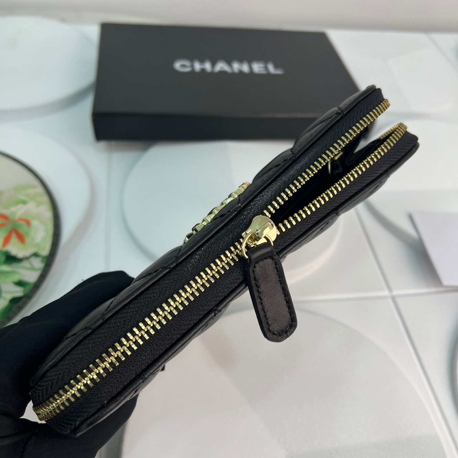 CC Inspired Boy Zip Around Wallet Quilted Caviar Long-Plain Gold Wallet - Gorchic - $52.99