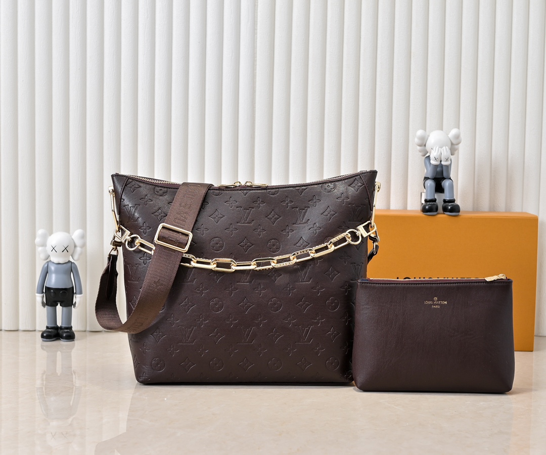 Designer Monogram Coussin Hobo MM Chocolat Bag - Gorchic - $122.99