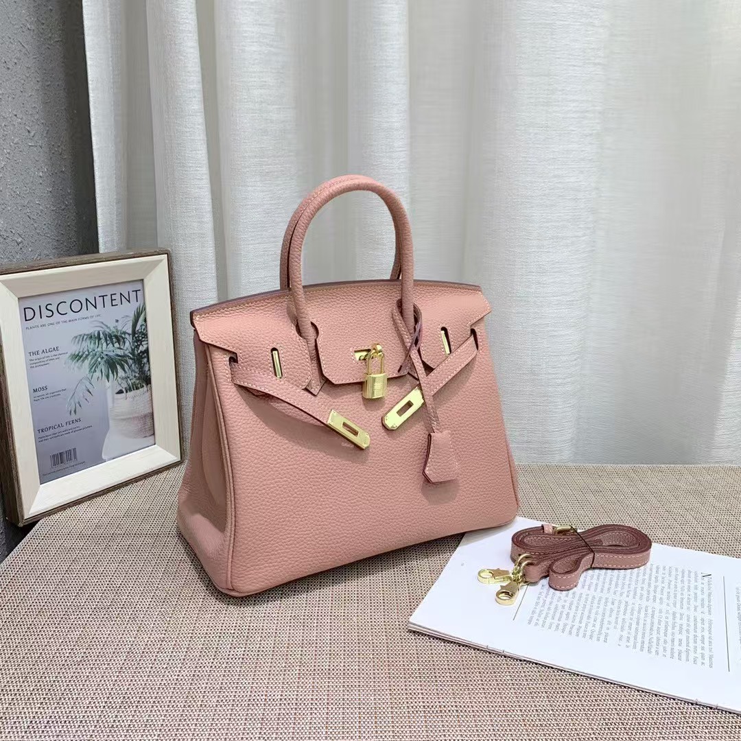 H-Inspired Birkin handbag in Rose Sakura Swift leather with Gold hardware - Gorchic - $161.99
