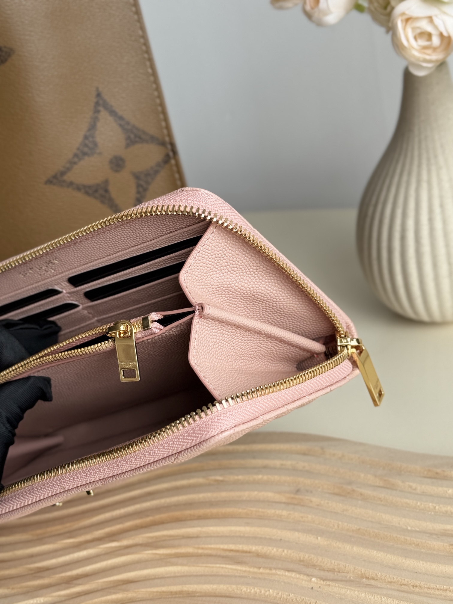 Lady Designer Monogramme leather Wallet -Pink Wallet - Gorchic - $52.99