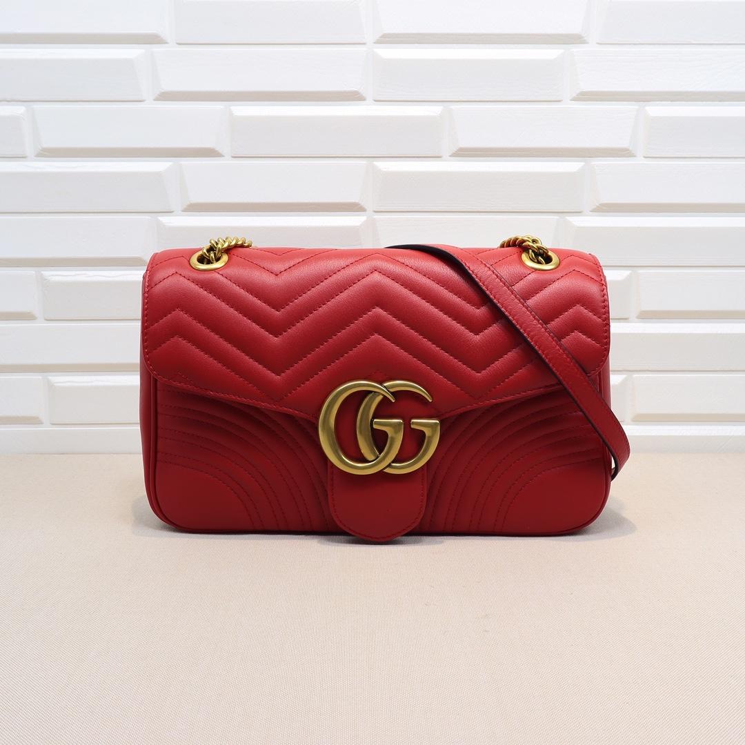 Double-G GG Marmont Small Shoulder Bag in red leather - Bag - Gorchic - $115.99
