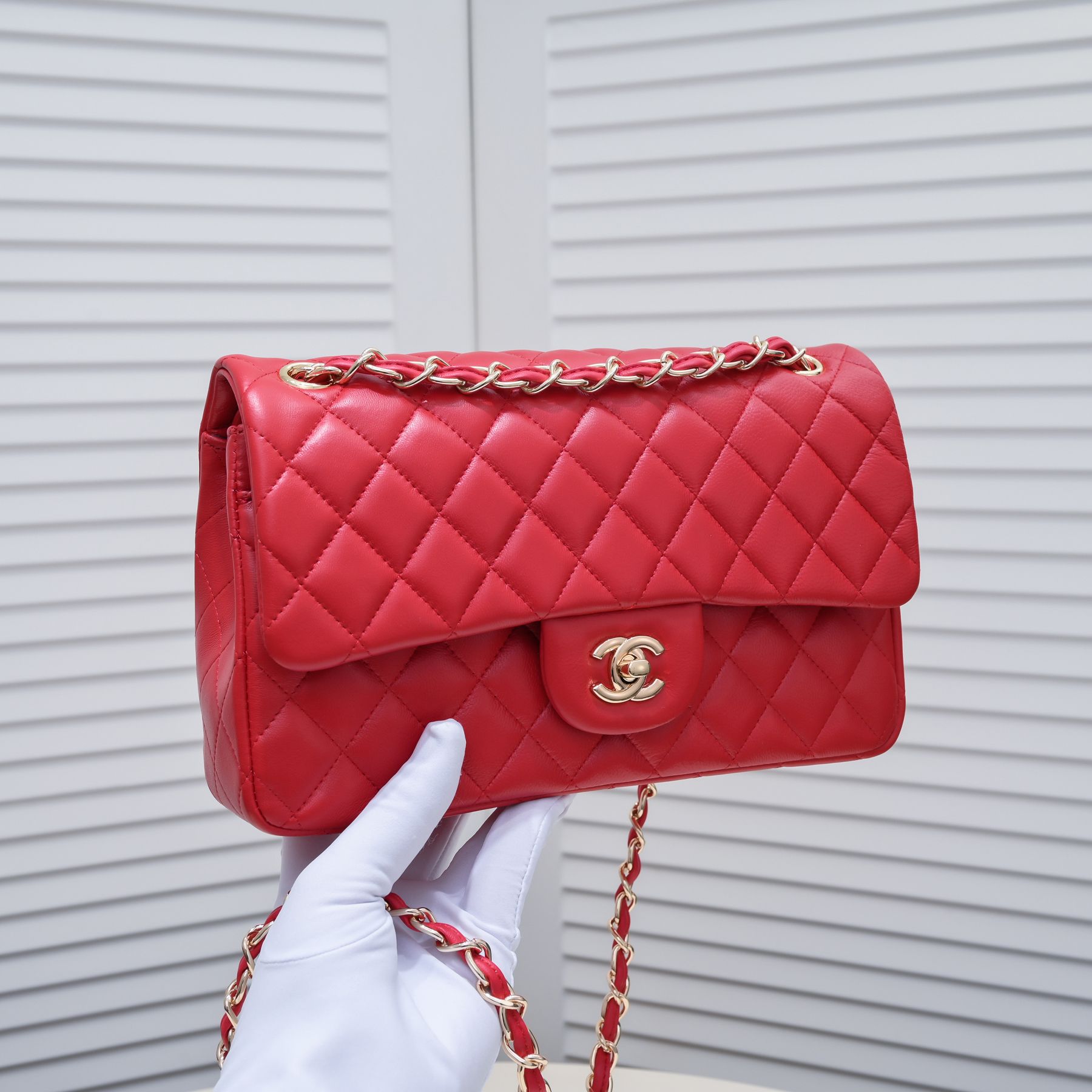 CC Inspired Classic Double Flap Bag Red Golden Hardware - Bag - Gorchic - $122.99