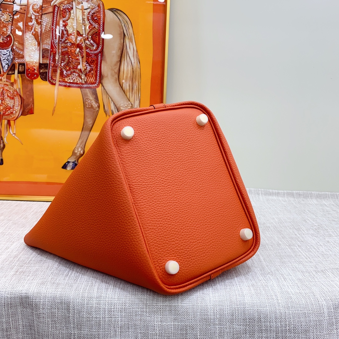 H-Inspired Clemence Picotin Lock Bag Golden Hardware-Orange Bag - Gorchic - $143.99