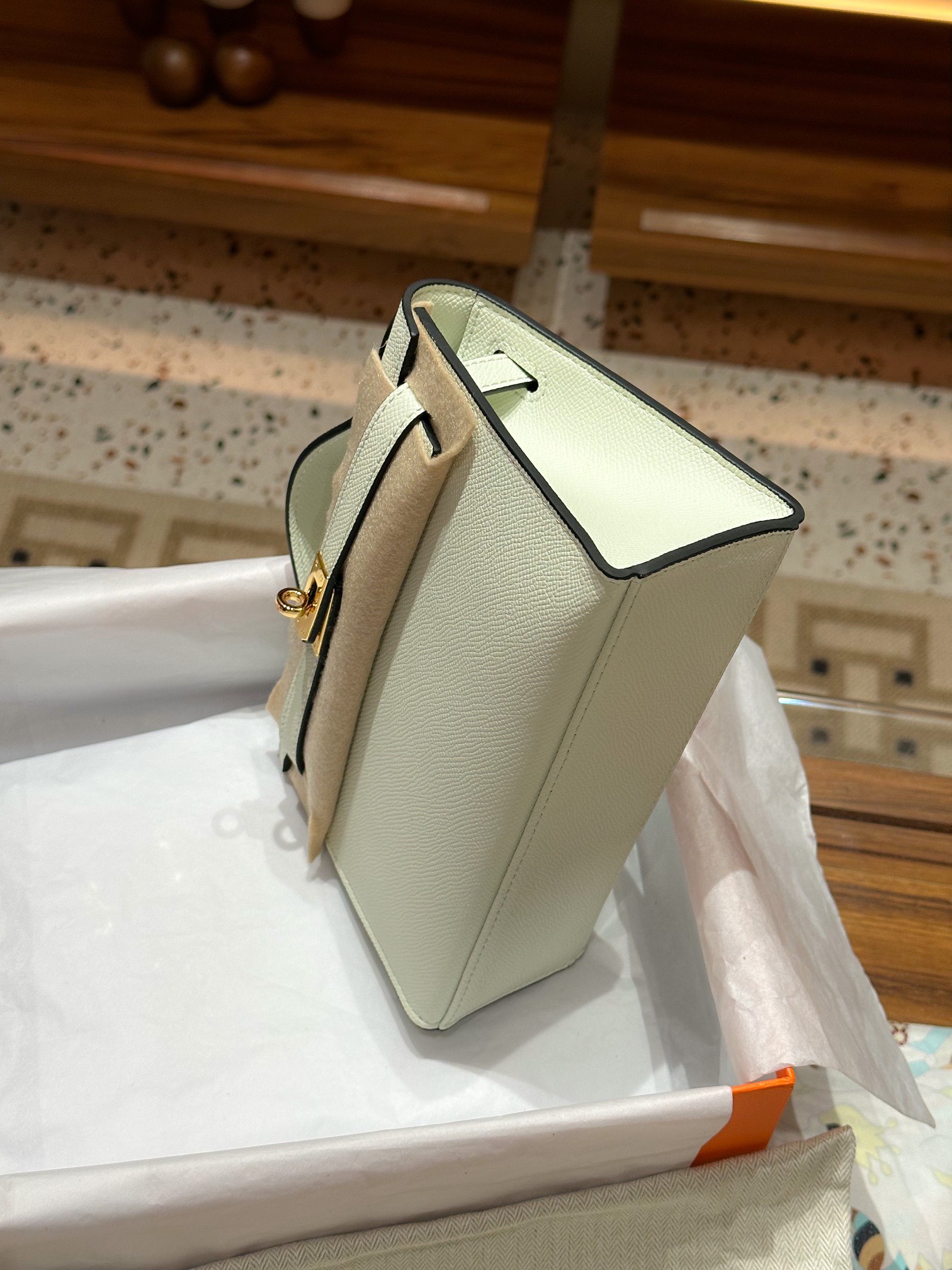 H-Inspired Kelly Mini 1st Kelly Pochette Generation Epsom Palm Leather-Bubble Green - Gorchic - $146.99