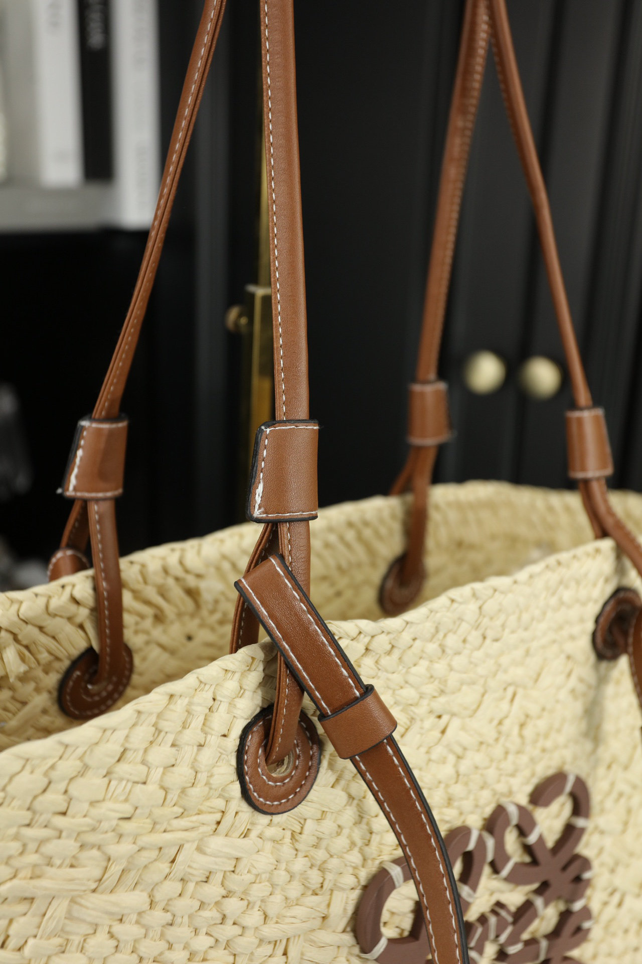 Puzzle iconic Small Anagram basket Raffia Tote Bag - Gorchic - $124.99