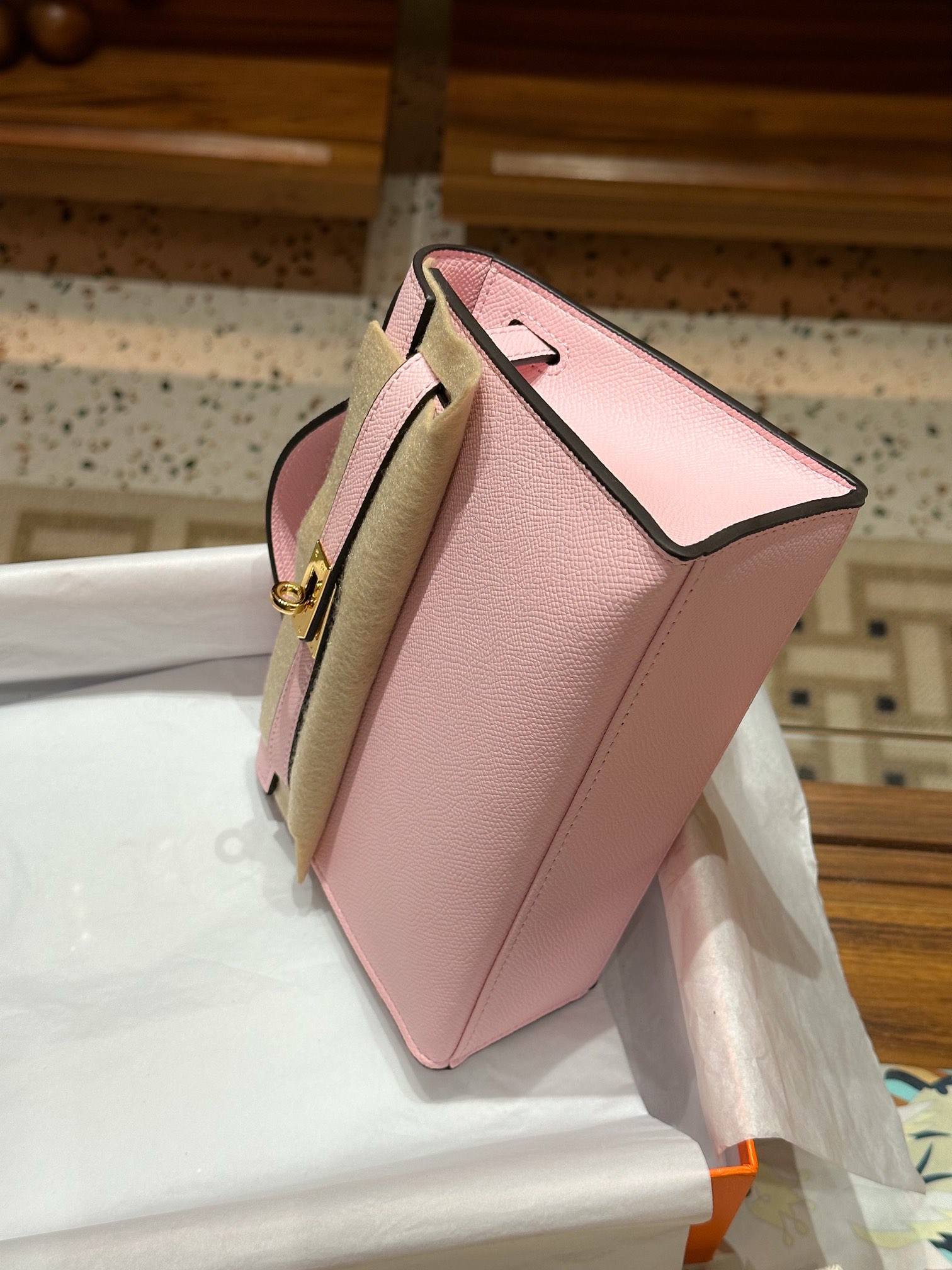 H-Inspired Kelly Mini 1st Kelly Pochette Generation Epsom Palm Leather-Pink - Gorchic - $146.99