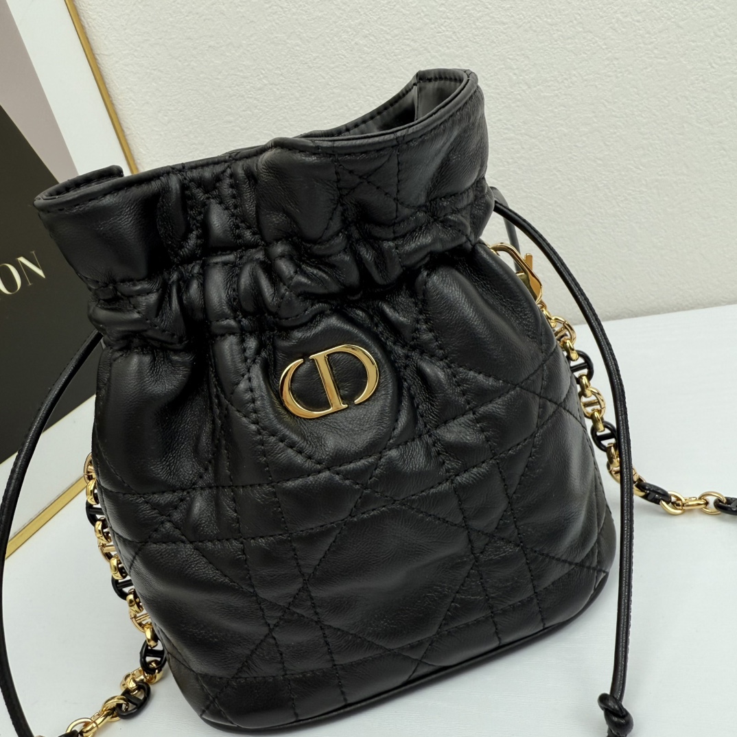D Inspired 30 Montaigne Drawstring Mini Bucket Bag - Black Bag - Gorchic - $173.99