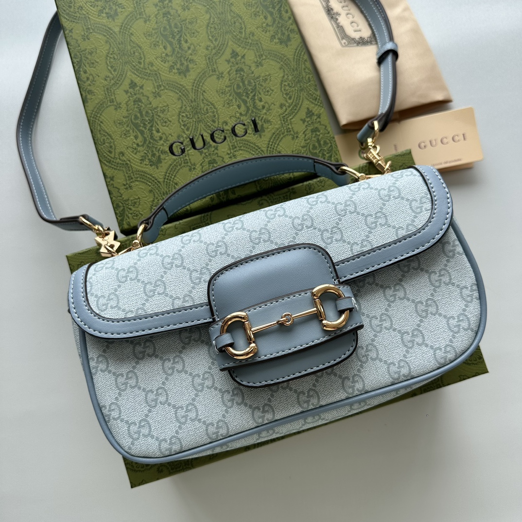 Double-G Horsebit 1955 Small Blue Shoulder Bag - Gorchic - $121.99