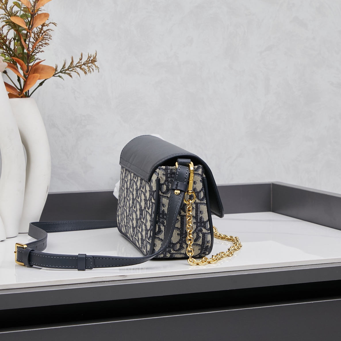 D Inspired Saddle Blue Chain Pouch Bag - Gorchic - $137.99