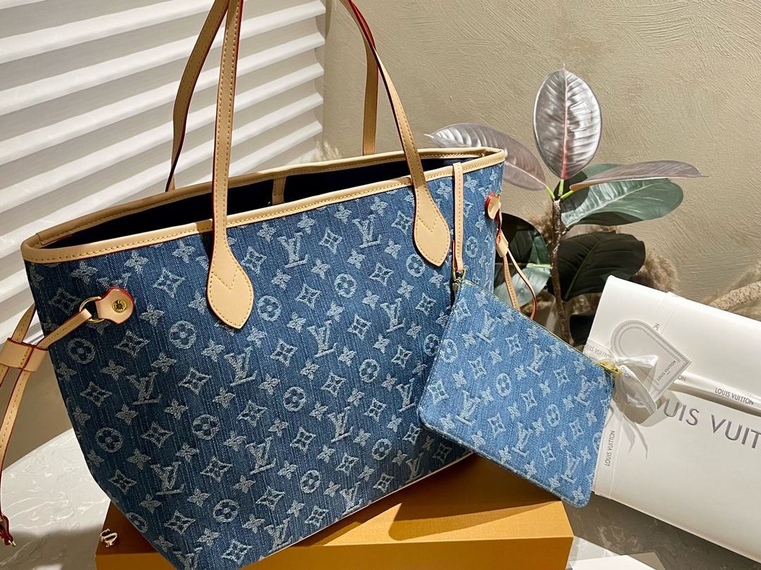 Designer Monogram Neverfull PM Classic Bag - Denim Bag - Gorchic - $129.99