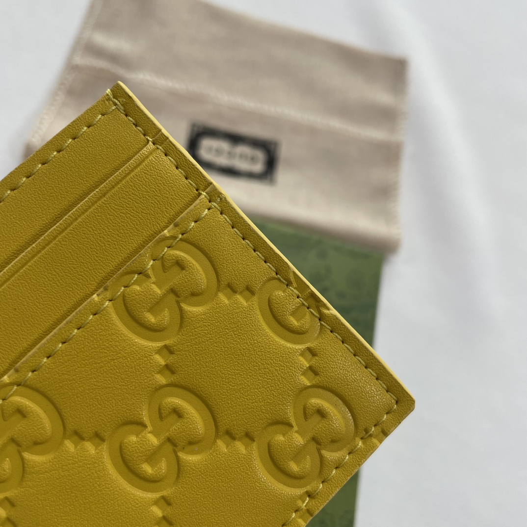 Double-G GG rubber-effect card case deep yellow-wallet - Gorchic - $35.99