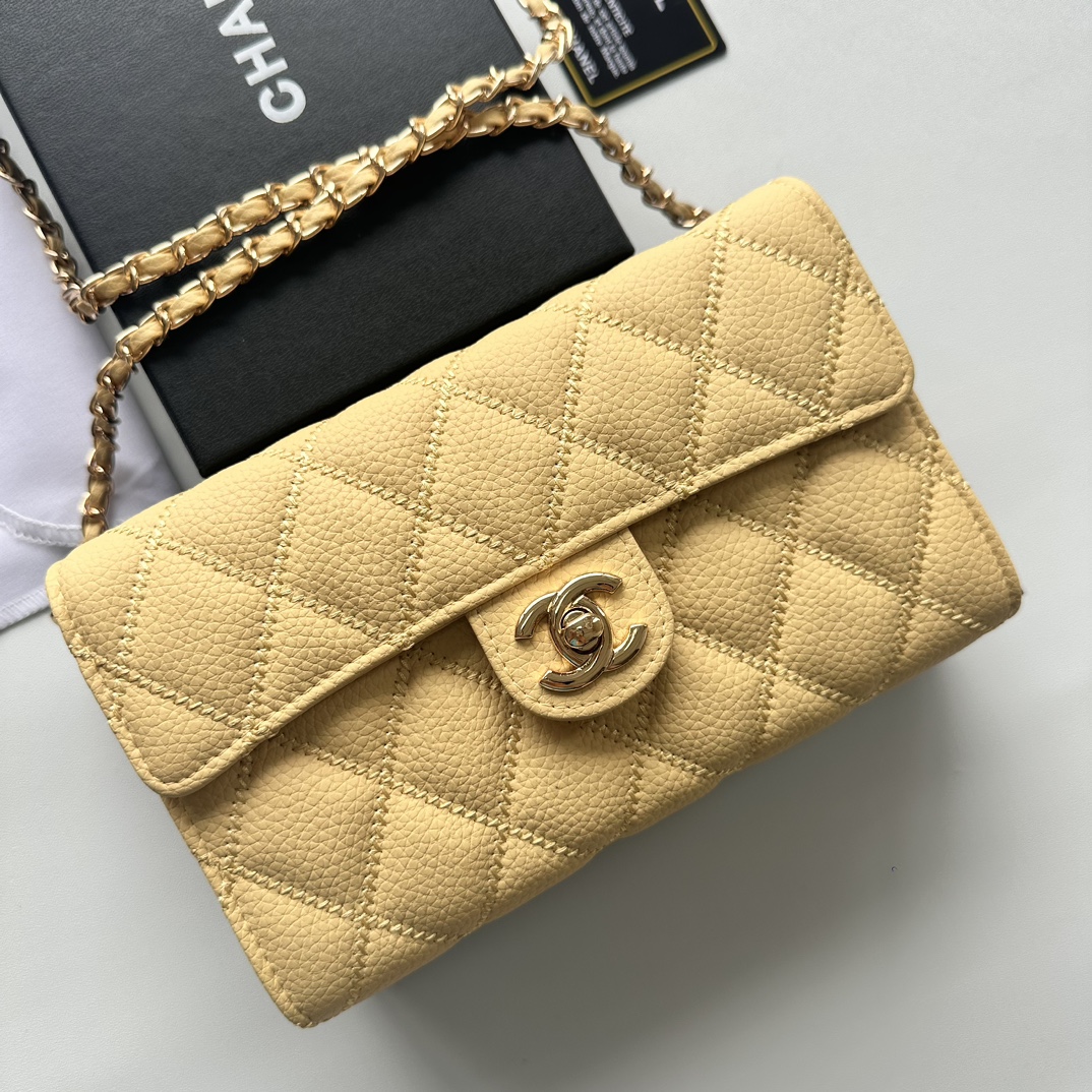 CC Inspired Chain Shoulder Crossbody Small Bag - Yellow Bag - Gorchic - $101.99