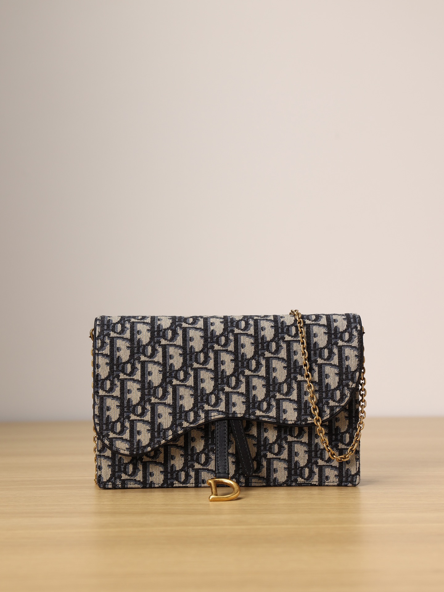 D Inspired LONG SADDLE WALLET WITH CHAIN Black D Inspired Oblique Jacquard - Bag - Gorchic - $138.99
