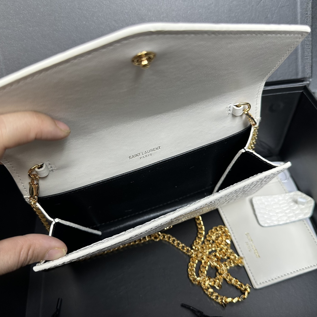 Lady Designer  Grain De Poudre Monogram Uptown Chain Wallet White-Gold hardware - Bag - Gorchic - $122.99