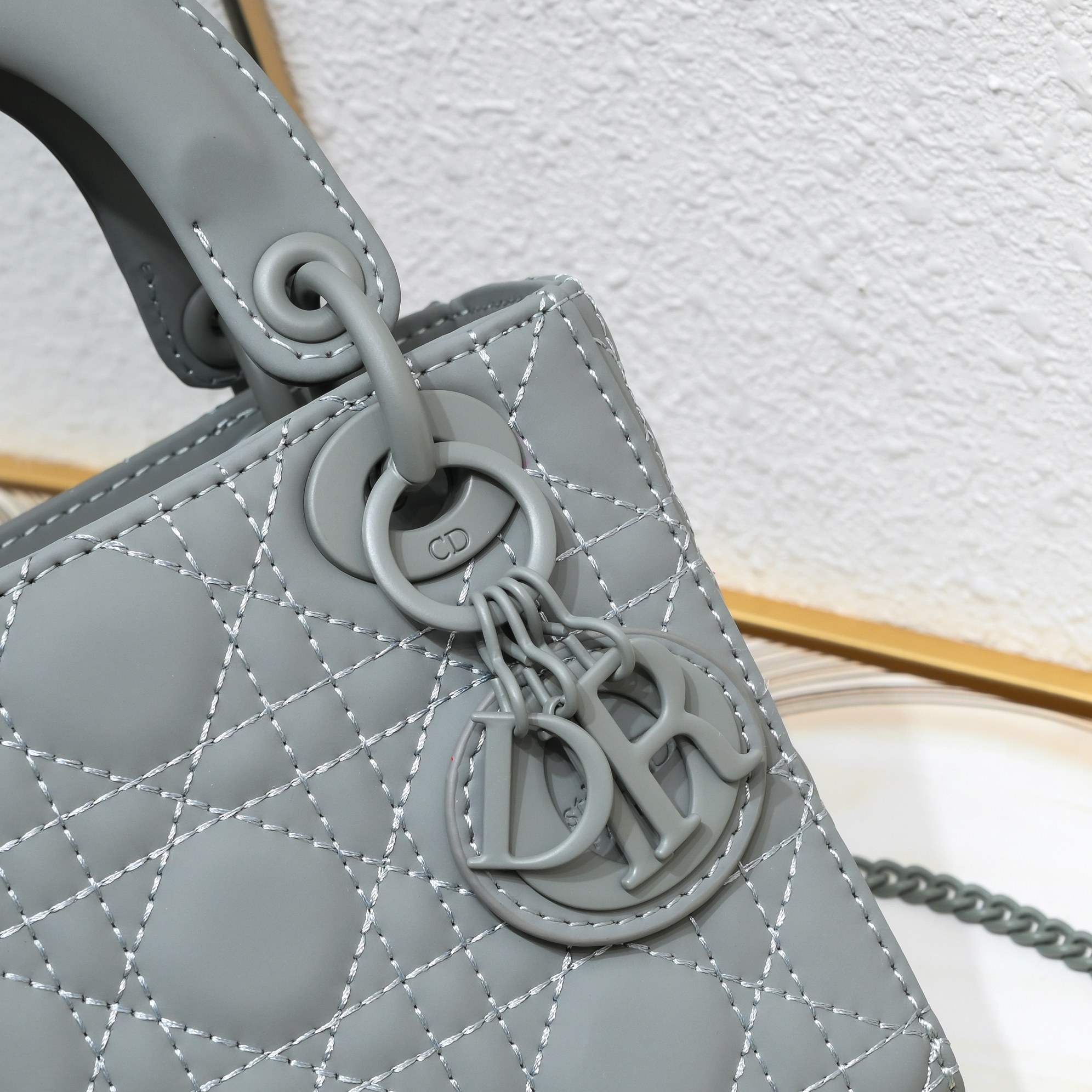 D Inspired Mini Lady D Inspired Bag Grey Ultramatte Calfskin - Bag - Gorchic - $138.99
