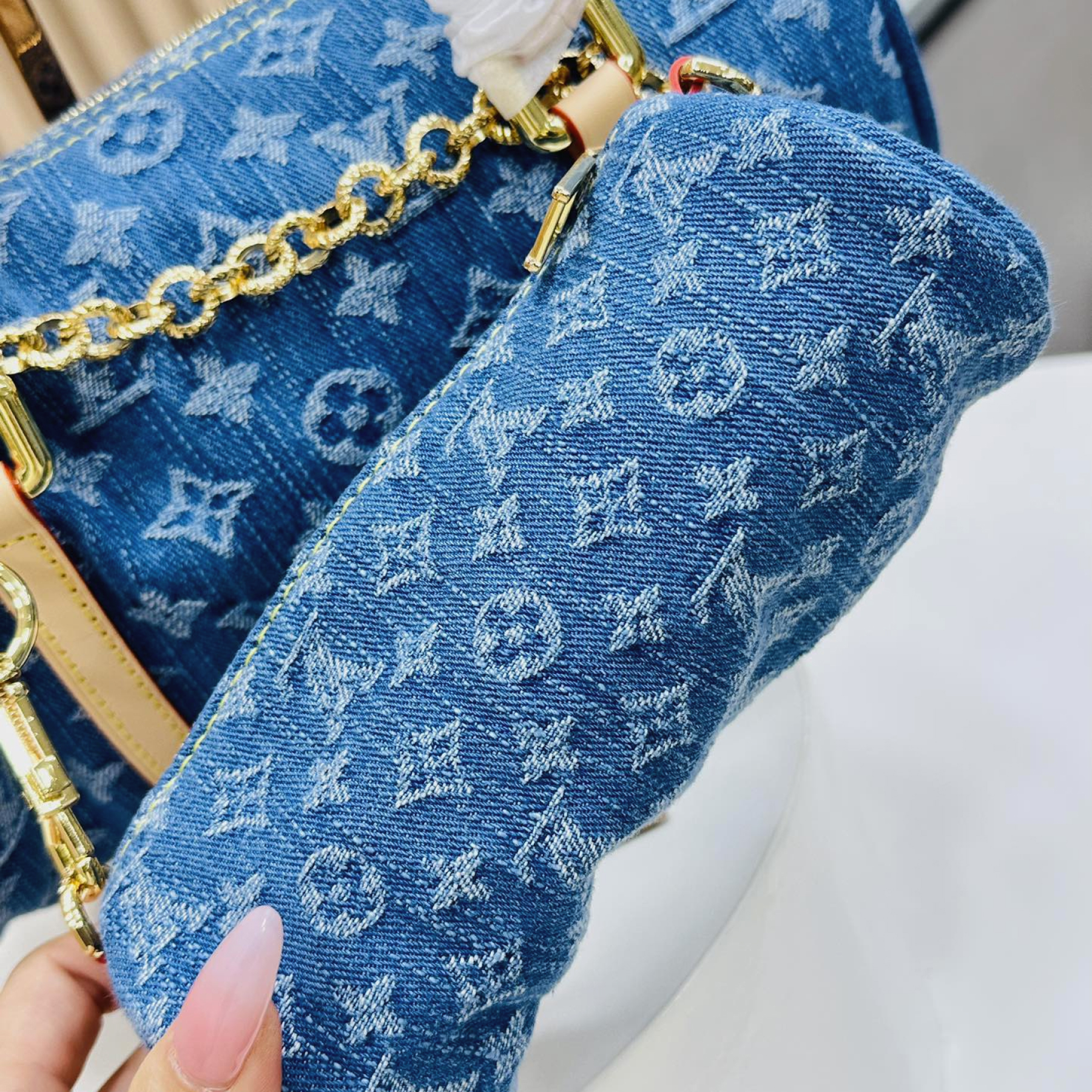 Designer Monogram Papillon Casual Style Unisex Denim Shoulder Bag - Gorchic - $134.99