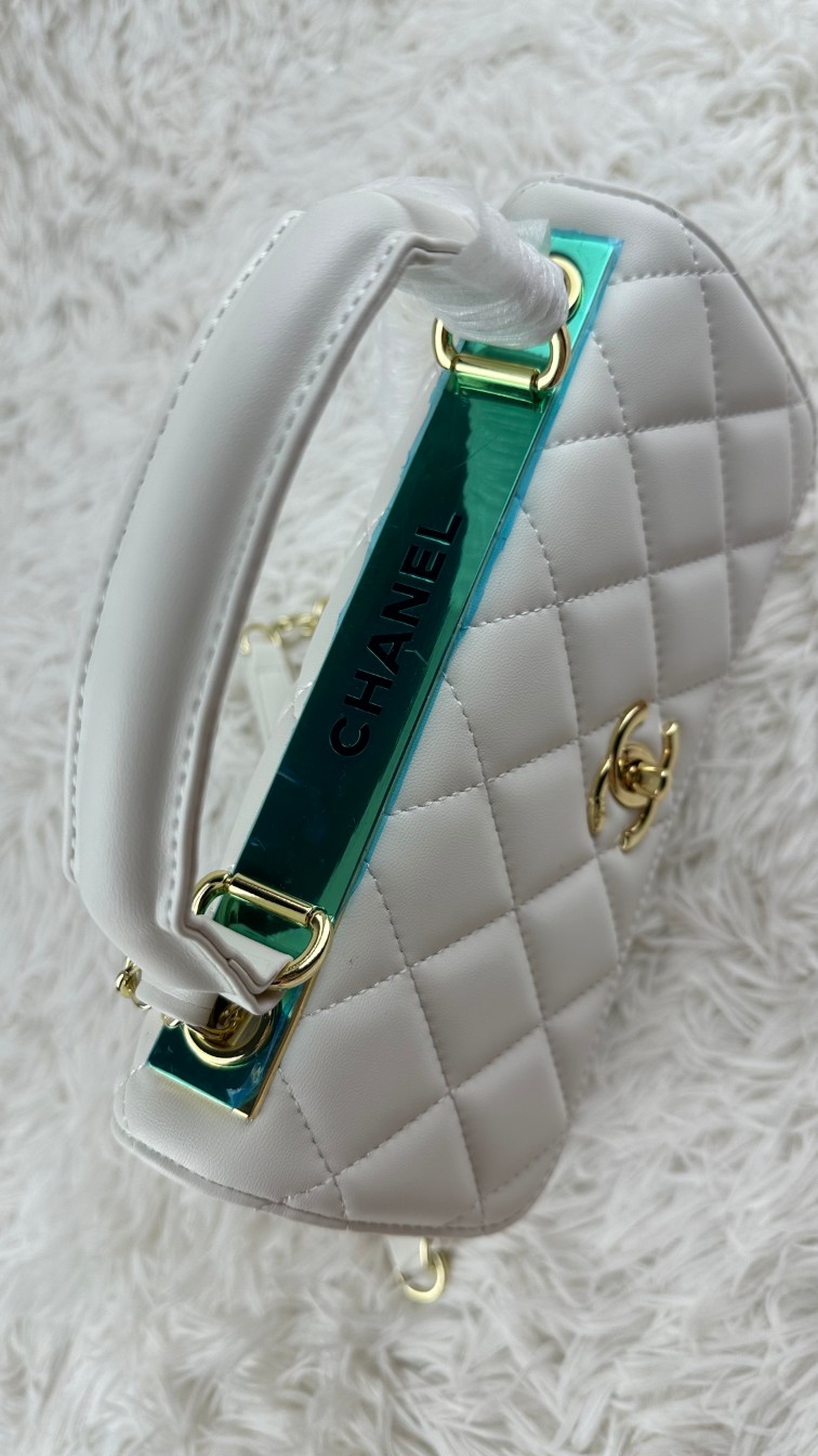 CC Inspired Top Handle Flap Bag Lambskin - White - Gorchic - $140.99